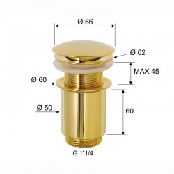 Клик сифон без преливник златен лукс Crystal A736DO