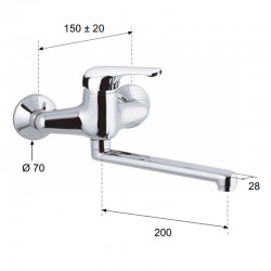 Смесител за умивалник стенен Venus VE13609T