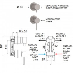 Италиански смесител за душ SSTX612D2P от Daniel (Италия)