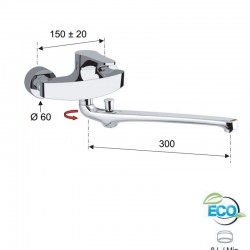 Стенен смесител за вана / душ Omega Eco  OME624HLT8