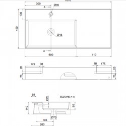 Мивка за баня Teorema 2.0 100 SHELF DX от Scarabeo (Италия)
