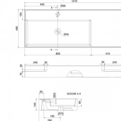 Мивка за баня Teorema 2.0 120 SHELF DS от Scarabeo (Италия)