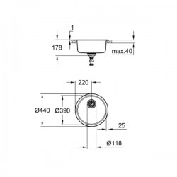 Кръгла кухненска мивка GROHE K200 