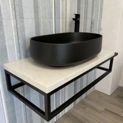 Конзолен плот за баня от технически камък, черен мат - Елеганс Блек