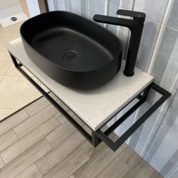Конзолен плот за баня от технически камък, черен мат - Елеганс Блек