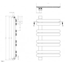 Riffle 8 Black - Черна алуминиева лира за баня, мат 550х1012 мм