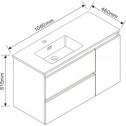 ICP 10545WOODEN - Изискан долен шкаф за баня от PVC 