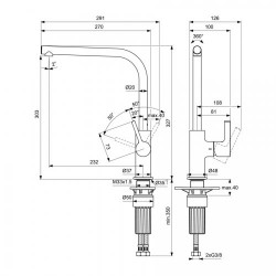 Gusto BD418A5 - Смесител с въртящ се високотръбен L-чучур за кухня