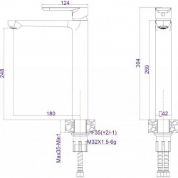 Смесител за мивка ICF 111321BLACK за стоящ монтаж