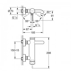 Essence 25250KF1 - черен смесител за вана и душ от GROHE