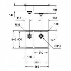 K700 UNDERMOUNT 31576SD0 Неръждаем стоманен умивалник с две корита