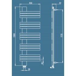 Алуминиева лира за баня в черен мат GUARDIAN L 450/1300
