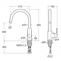 A5A846EC00 Кухненски смесител с въртящ се чучур