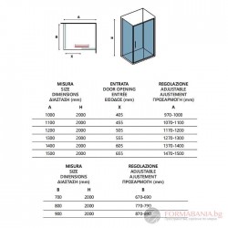Душ кабина с хромиран профил 90/120 см
