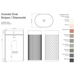 Сободностоящата овална мивка Avonite Oval Stripes