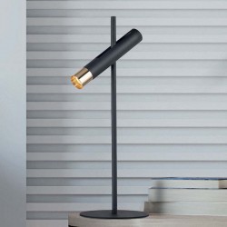 Настолна лампа Cylinder с LED осветление, черно и злато