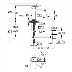 GROHE Eurocube M-размер - графитен смесител за умивалник