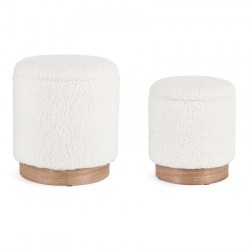 Комплект пуфове Zoya Teddy White с функция за съхранение