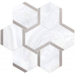 Луксозен декорен гранитогрес BIANCO ESAGONA BACCHETTA PLATINO  