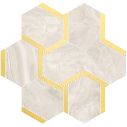 Луксозен декорен гранитогрес AMBRA ESAGONA BACCHETTA ORO  