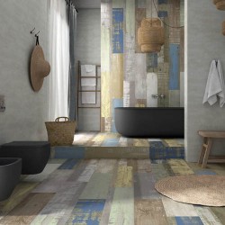 Chalkwood – красива колекция гранитогрес за баня ефект дърво