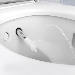 Модерна конзолна тоалетна чиния с хром елемент – Geberit AquaClean Mera Comfort WC 