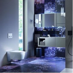 Модерна конзолна тоалетна чиния с хром елемент – Geberit AquaClean Mera Comfort WC 