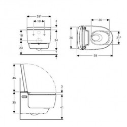 Модерна конзолна тоалетна чиния с хром елемент – Geberit AquaClean Mera Comfort WC 