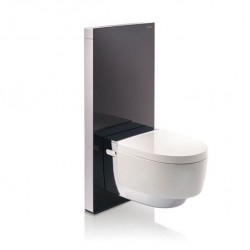 Модерна конзолна тоалетна чиния с хром елемент – Geberit AquaClean Mera Comfort WC 