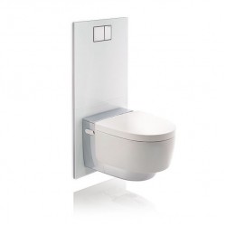 Модерна конзолна тоалетна чиния с хром елемент – Geberit AquaClean Mera Comfort WC 